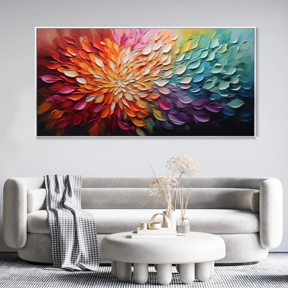 Colorful Abstract Flower And Tree Textured Canvas Art #MF052