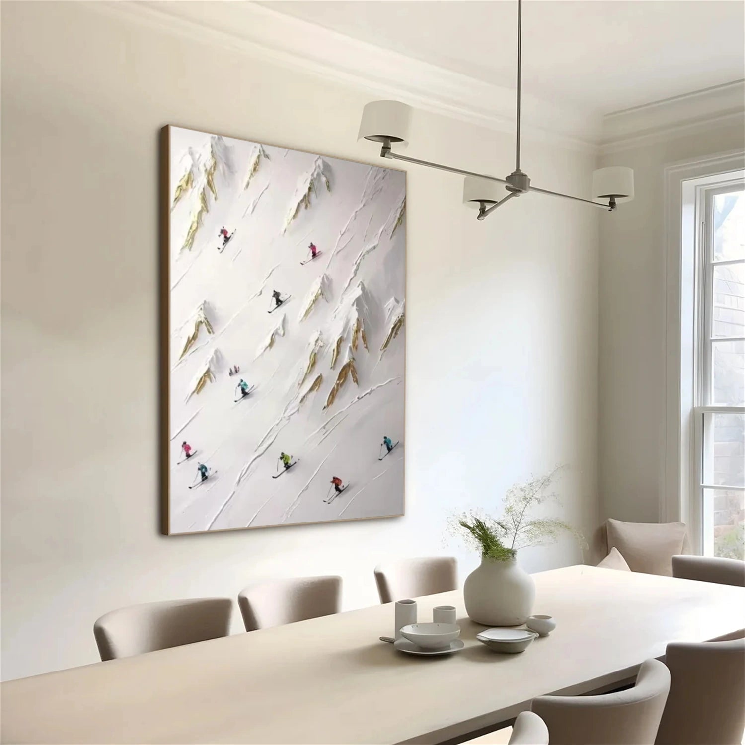 Skiing Sport Textured Canvas Painting #PB040