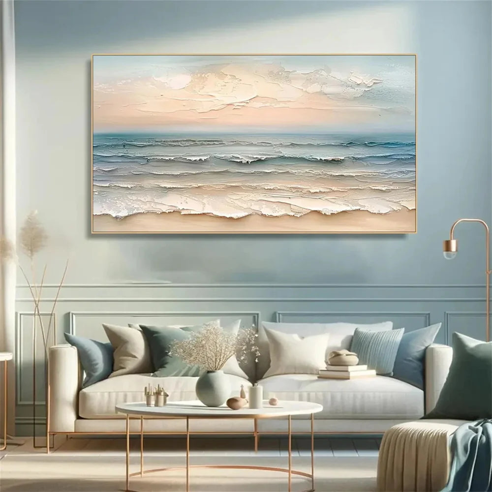 Colorful Abstract Ocean And Sky Textured Canvas Art # OC008