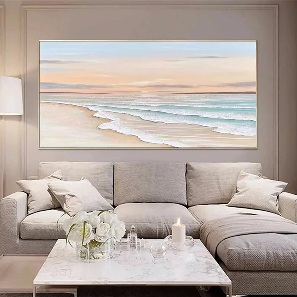 Abstract Ocean And Sky Textured Canvas Art #OC038