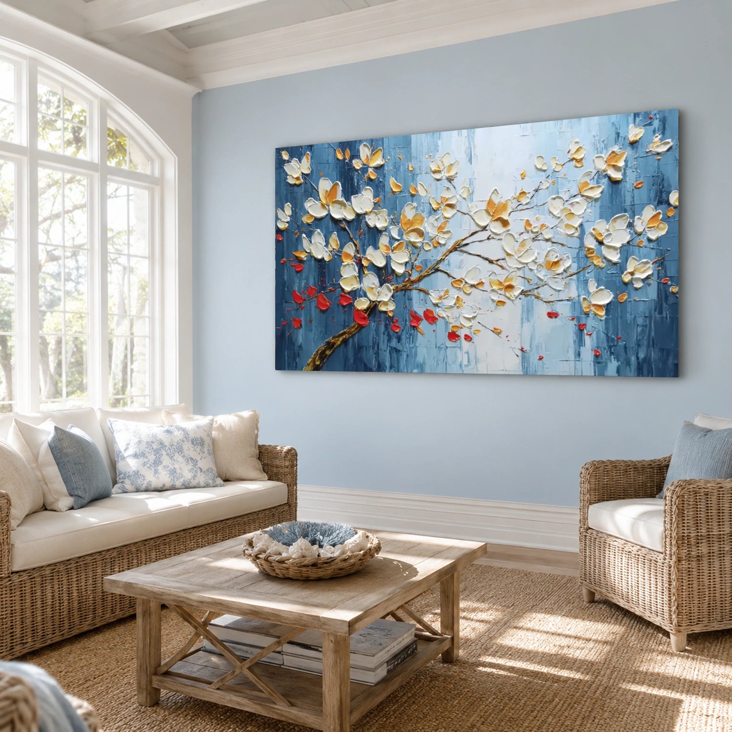 Abstract Flower And Tree Textured Canvas Art #MF199