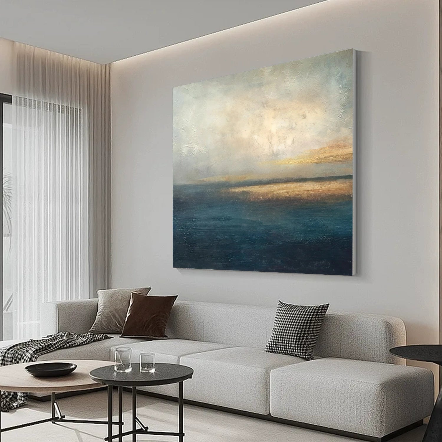 Blue and Gold Abstract Wall Art #VA211