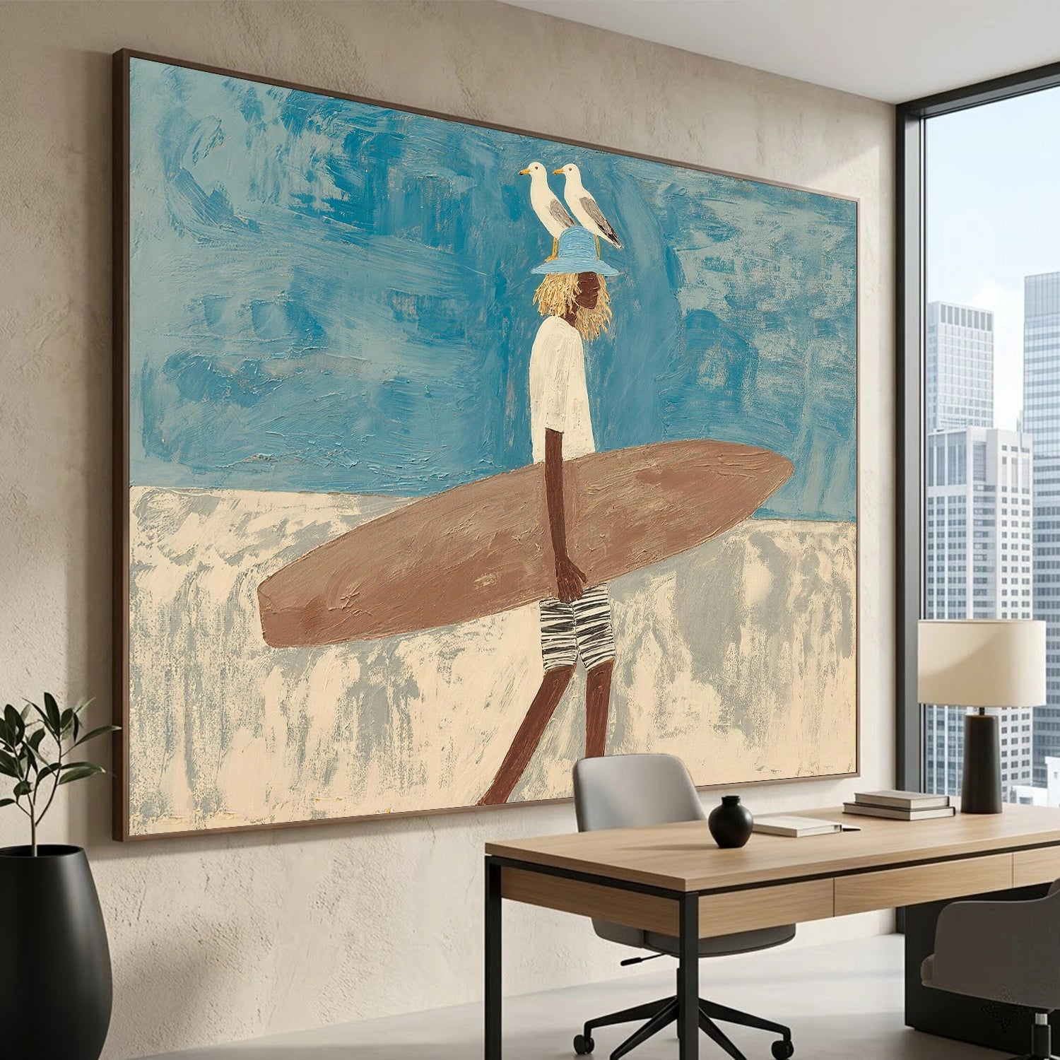 Surfing Sport Textured Canvas Painting #PB087