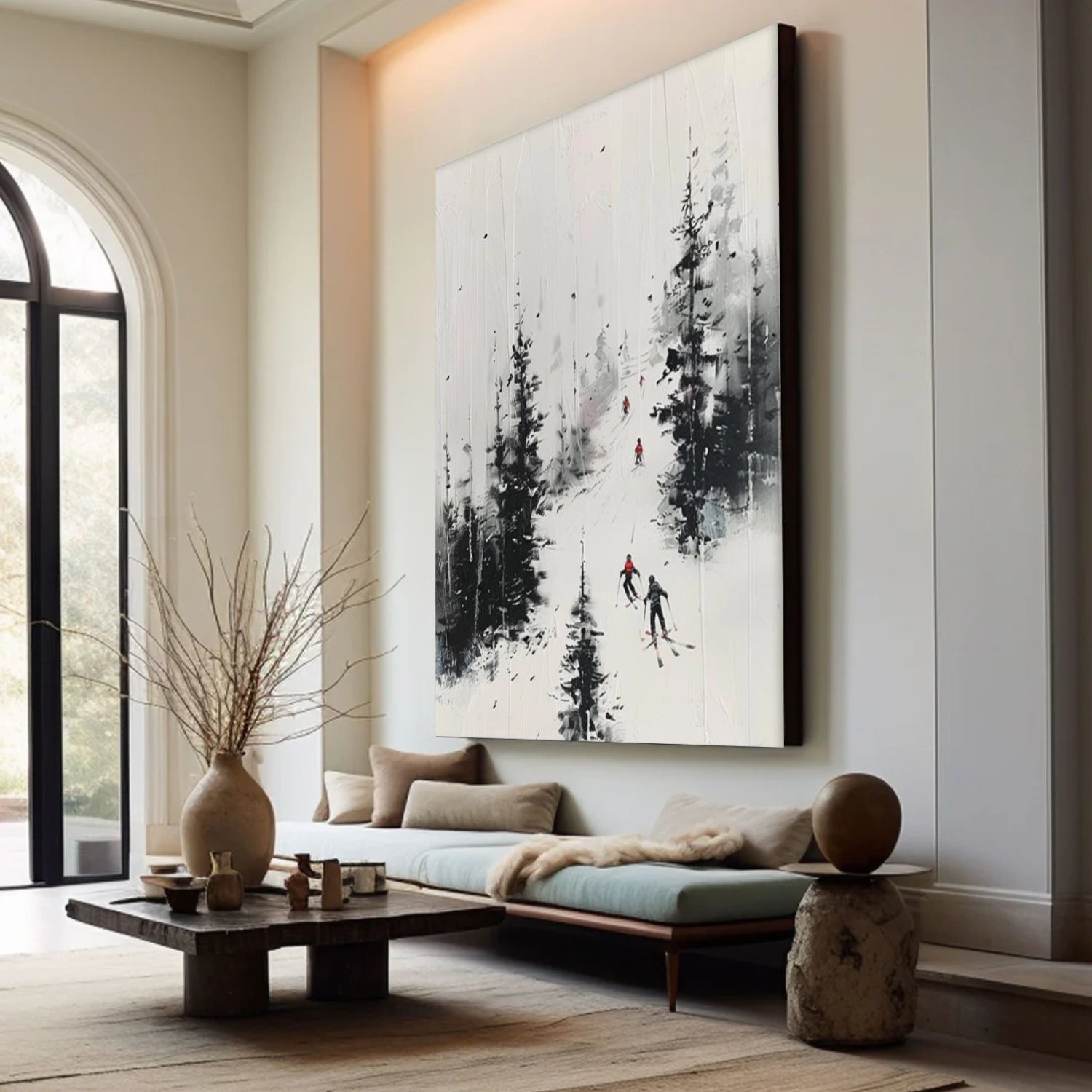 Skiing Sport Textured Canvas Painting #PB037