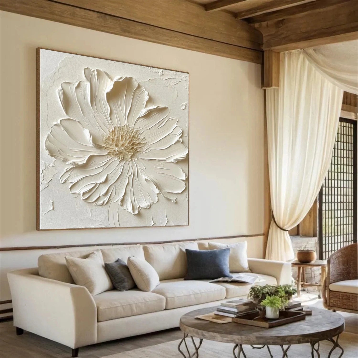 Minimalist Flower And Tree Textured Canvas Art #MF101