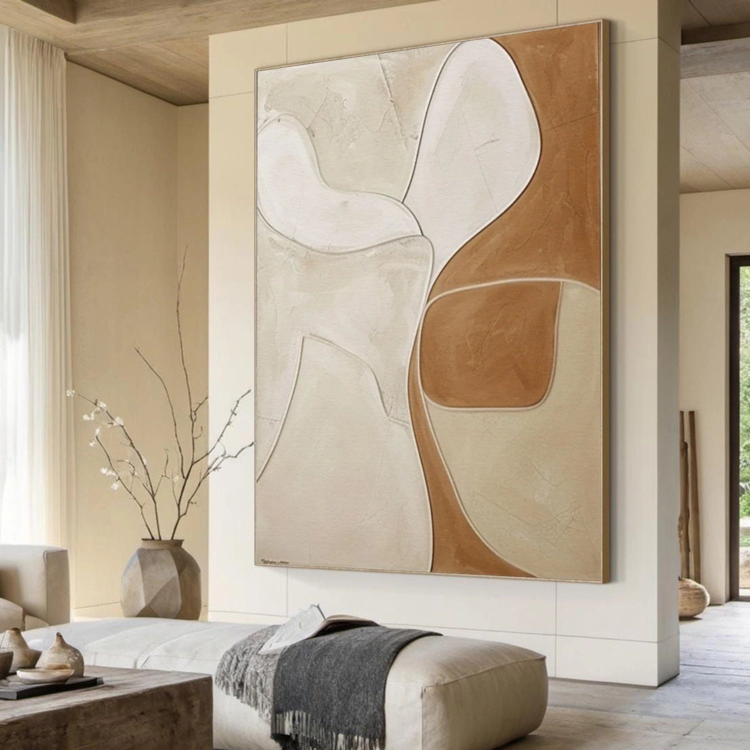 Beige and Brown Abstract Textured Wall Art #VA161