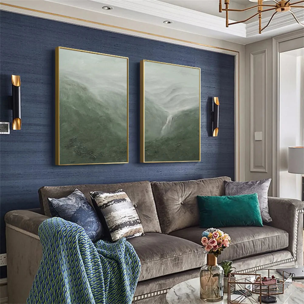 Green Abstract Mountain Canvas Art #BT017