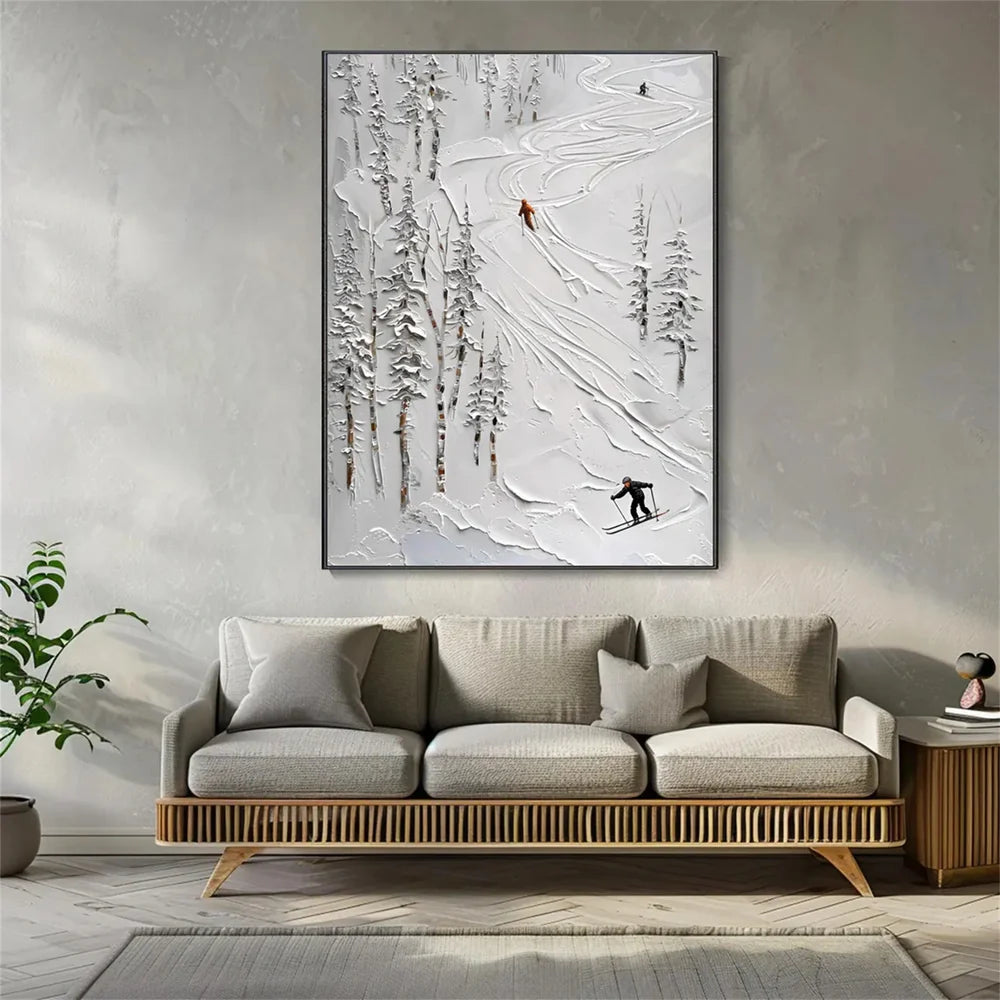 Skiing Sport Textured Canvas Painting #PB025