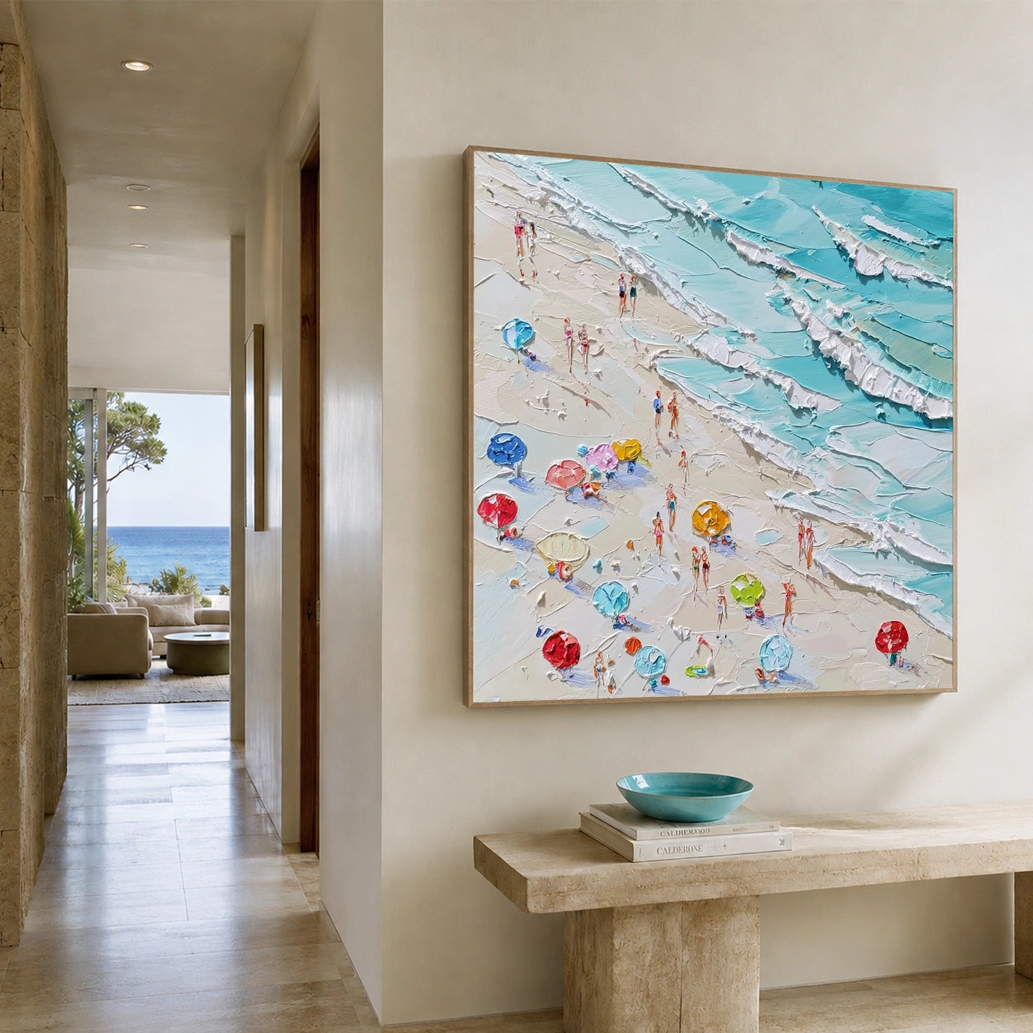 Abstract Ocean And Sky Textured Canvas Art #OC196