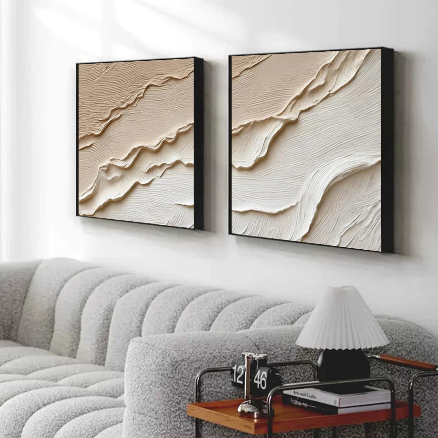 Beige and Brown Minimalist Textured Canvas Art Set of 2 #WM146