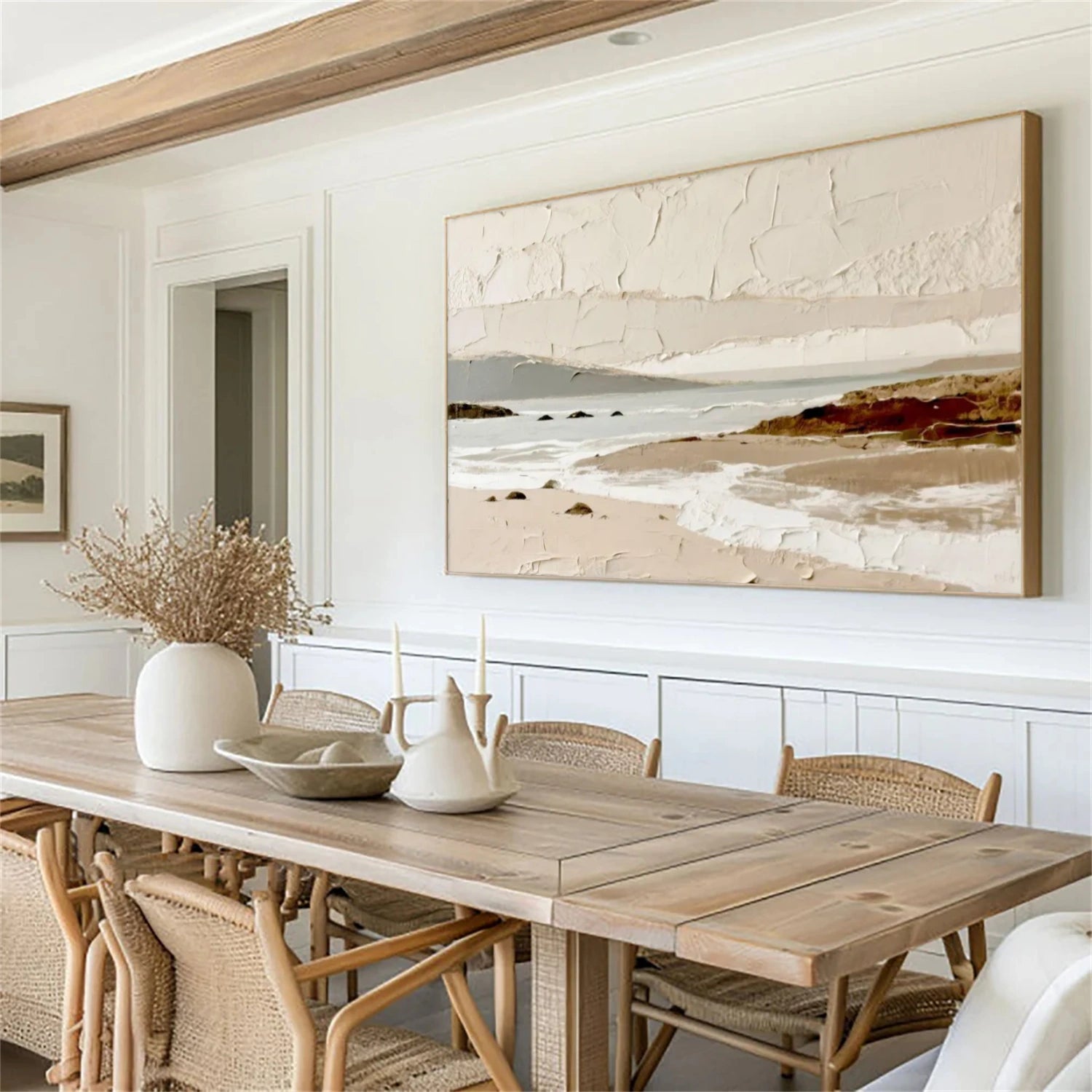 Abstract Ocean And Sky Textured Canvas Art #OC088