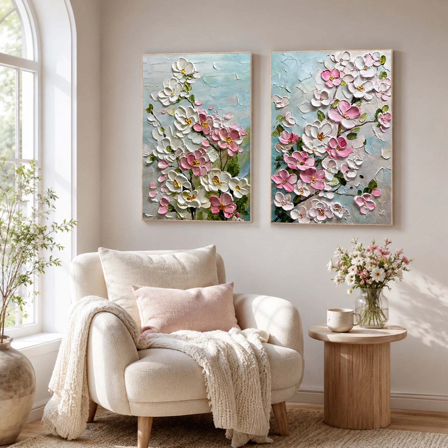 Abstract Flower And Tree Textured Canvas Art Set of 2 #MF215