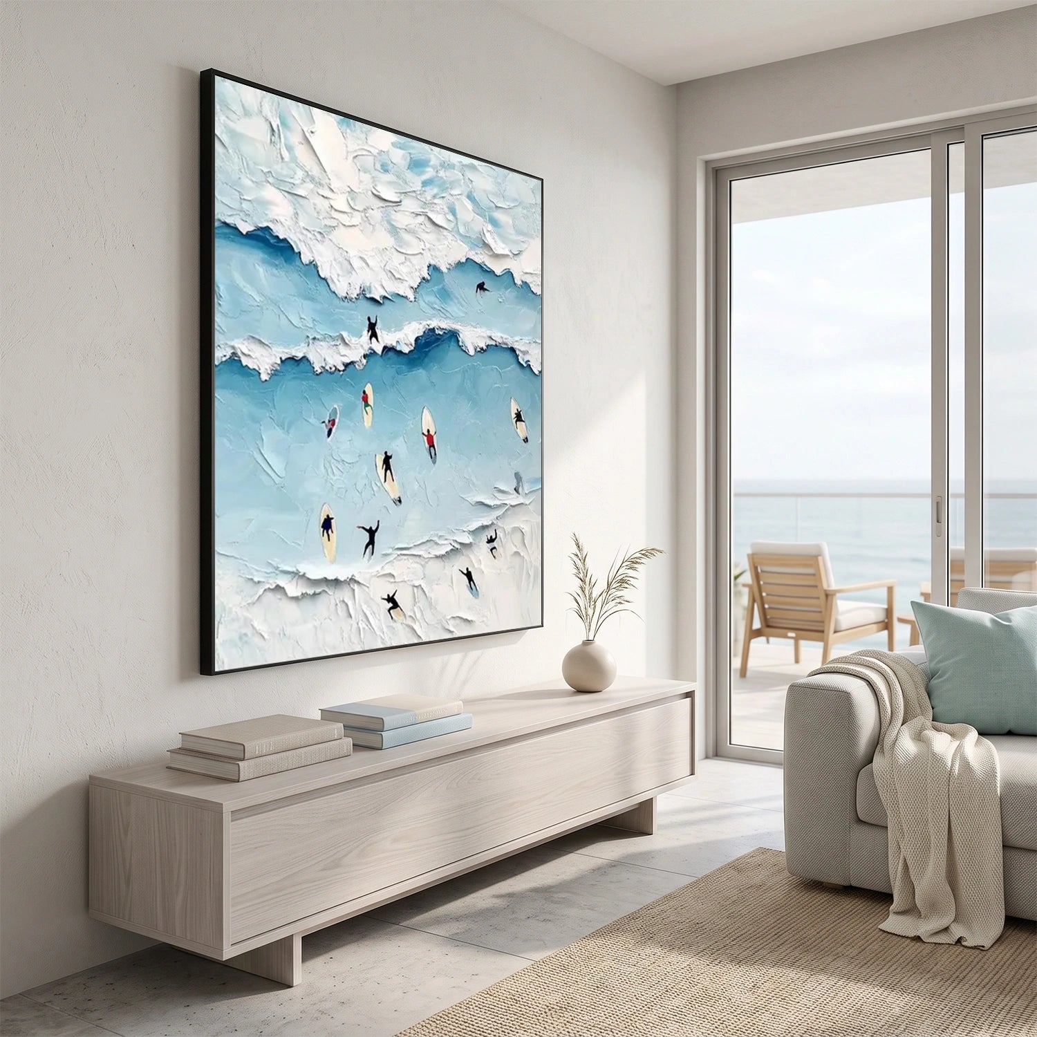 Surfing Sport Textured Canvas Painting #PB094