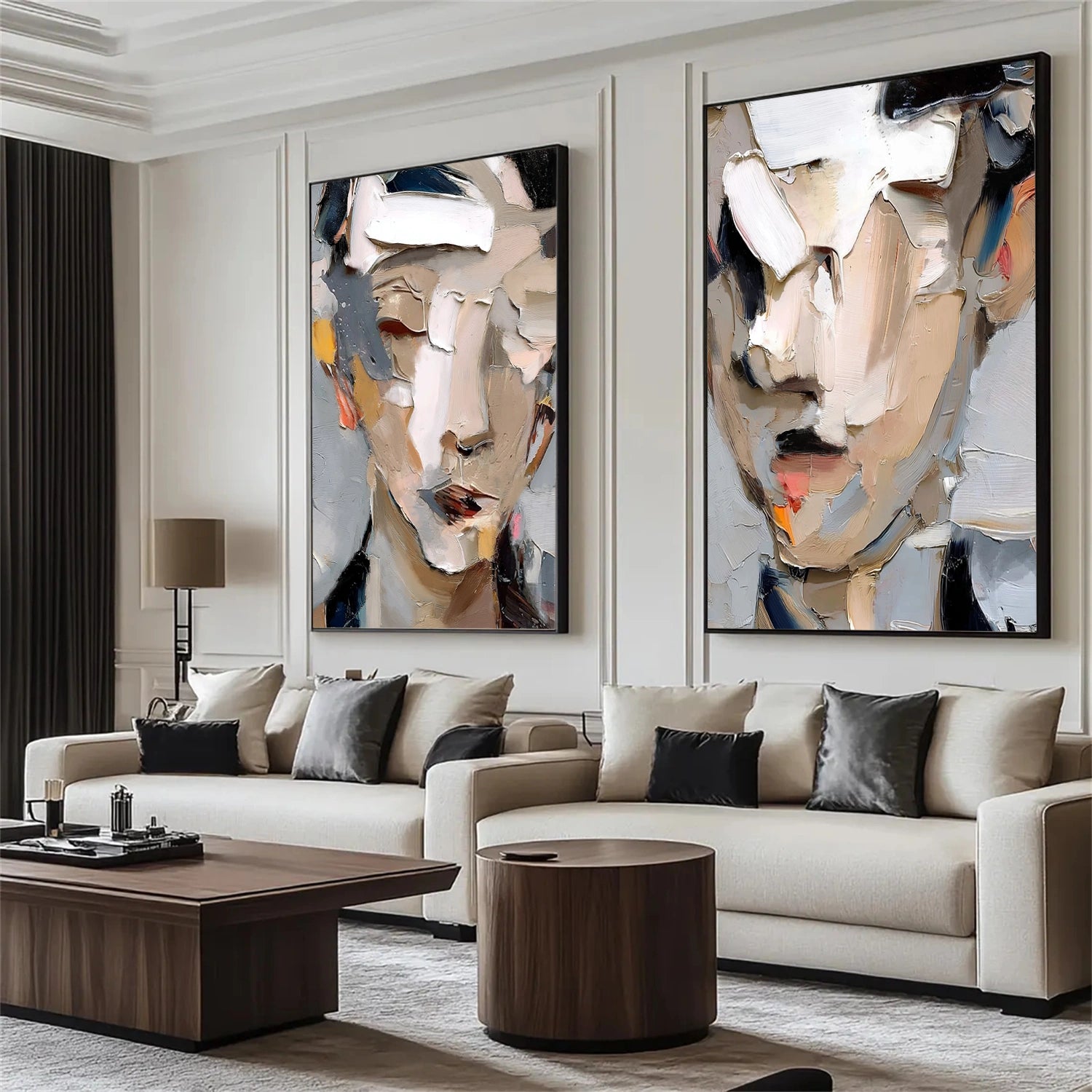 Abstract Portrait Textured  Wall Art Set of 2#LA075