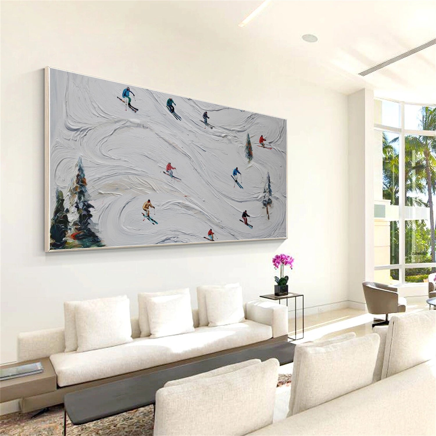 Skiing Sport Textured Canvas Painting #PB069