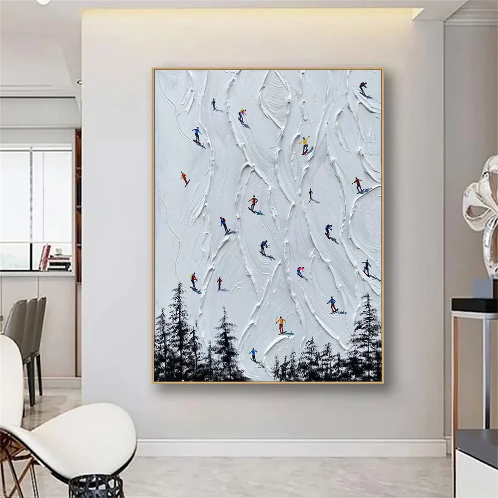 Skiing Sport Textured Canvas Painting #PB012