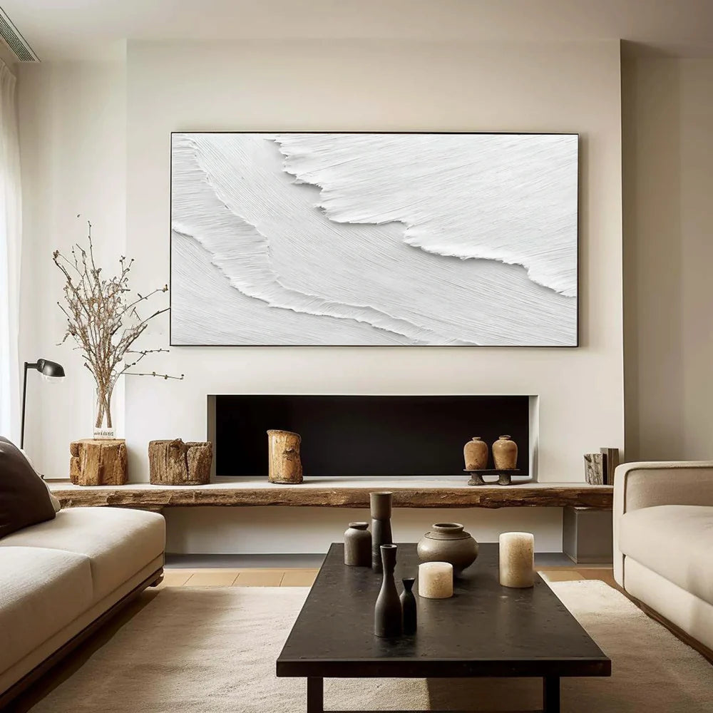 White Minimalist Textured Wall Art #WM004