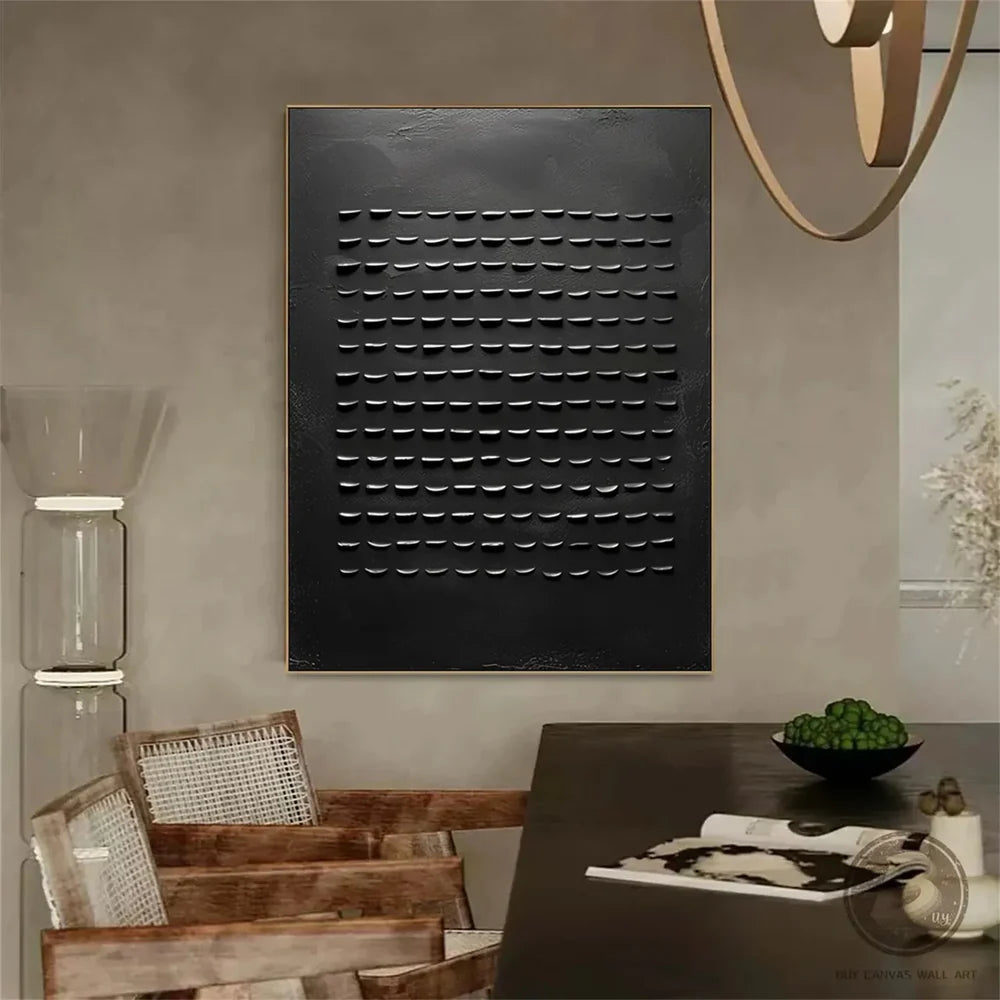 Black Minimalist Textured Canvas Art #WZ083