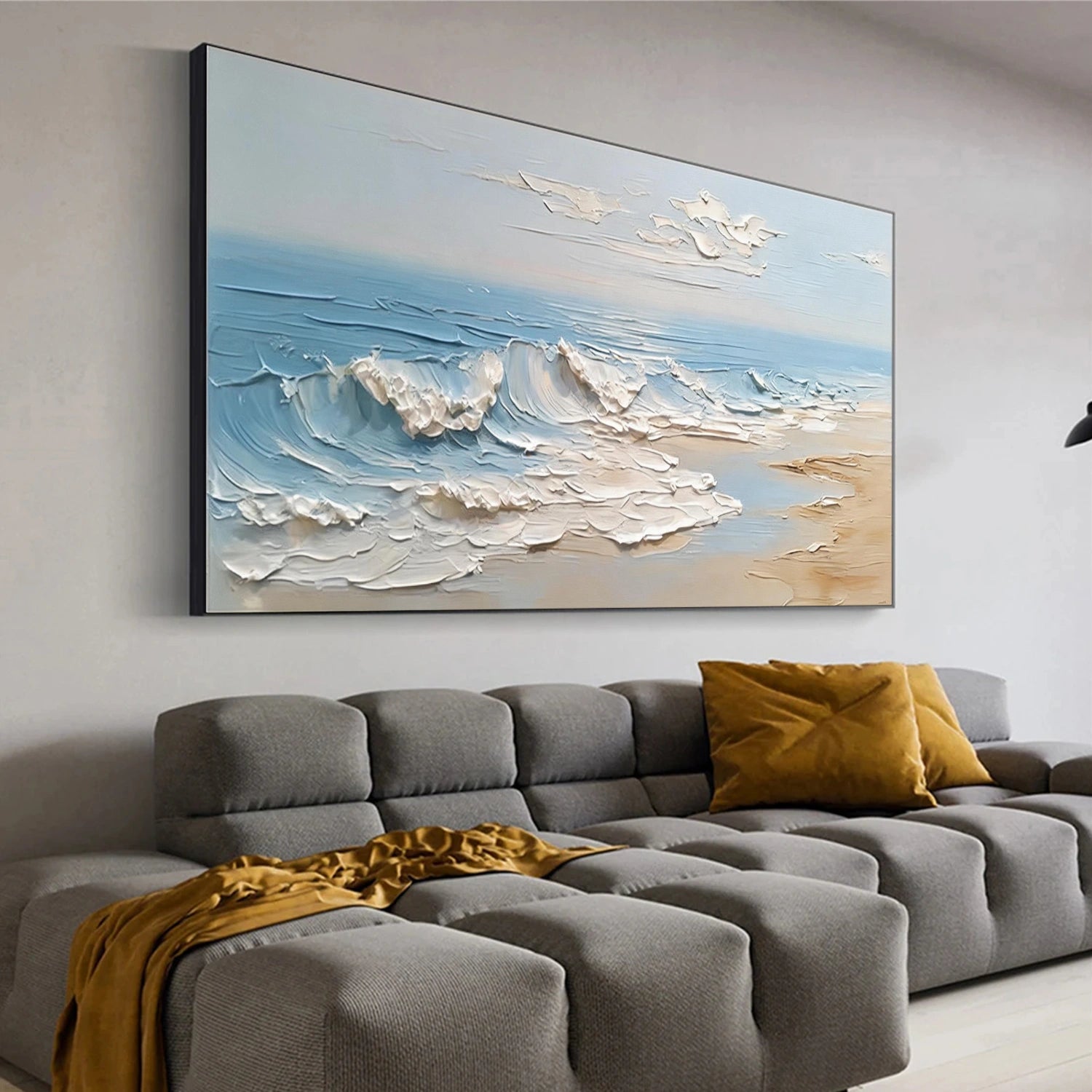 Abstract Ocean And Sky Textured Canvas Art #OC184