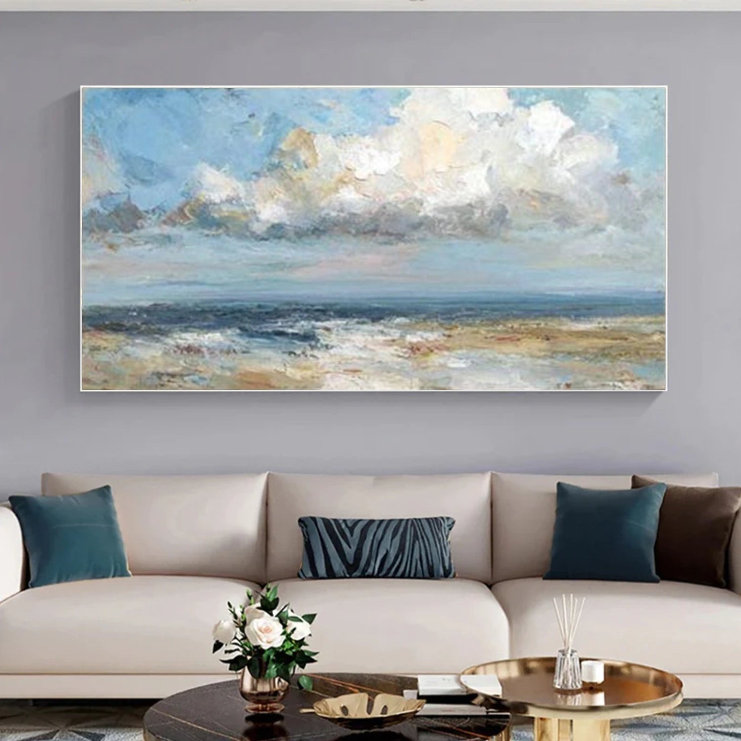 Abstract Ocean And Sky Canvas Art #OC133