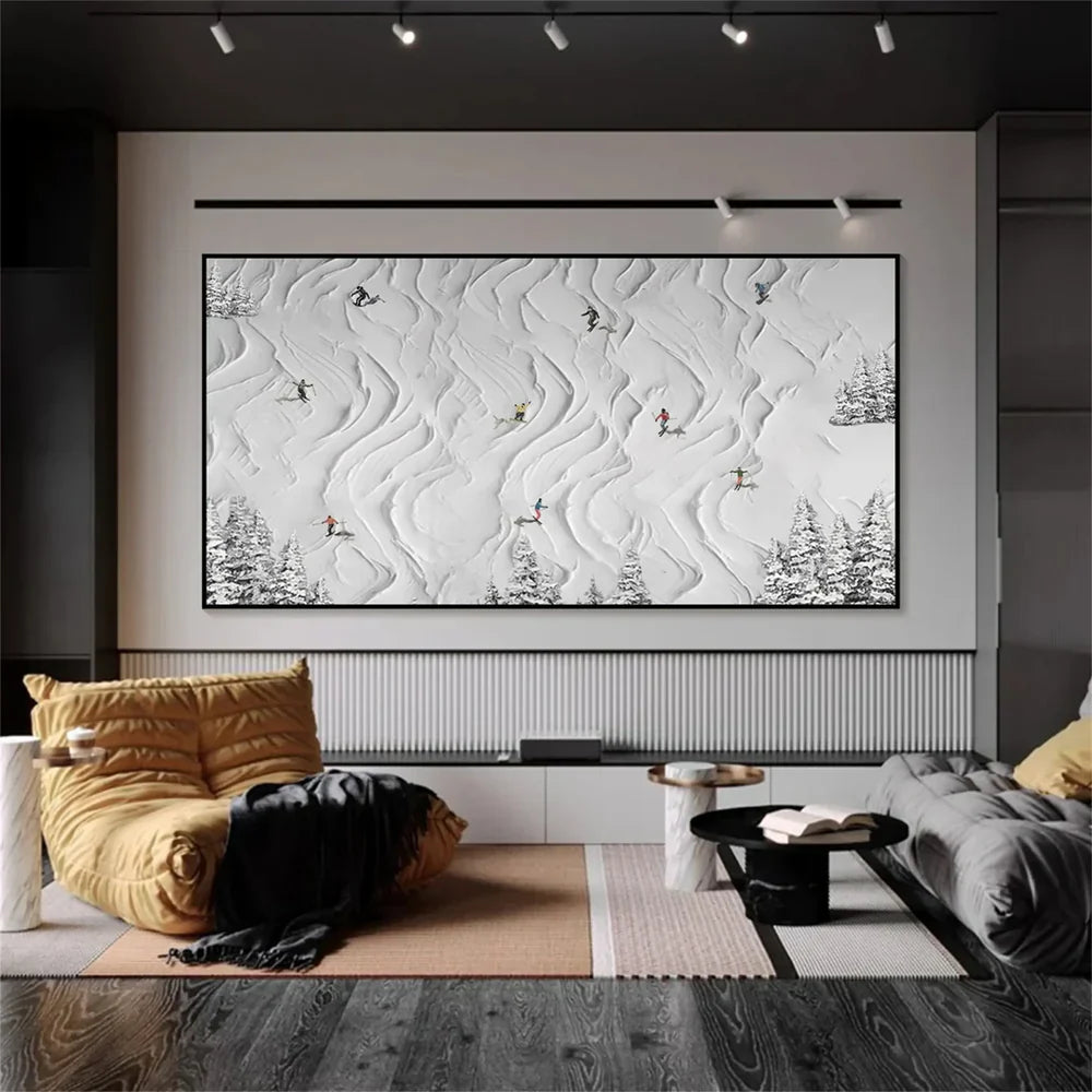 Skiing Sport Textured Canvas Painting #PB001