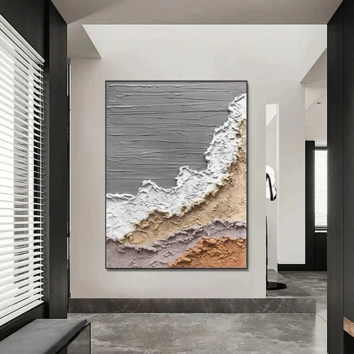 Abstract Ocean And Sky Textured Canvas Art #OC119