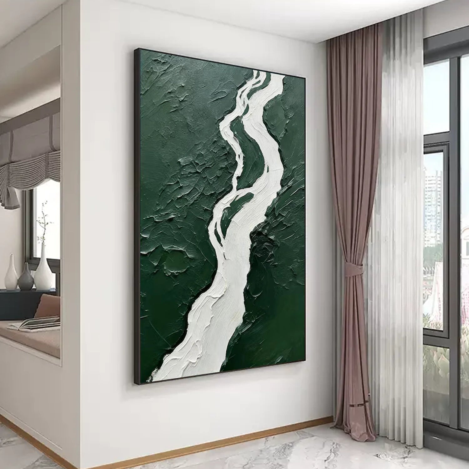 Green Minimalist Textured Canvas Art #WM127
