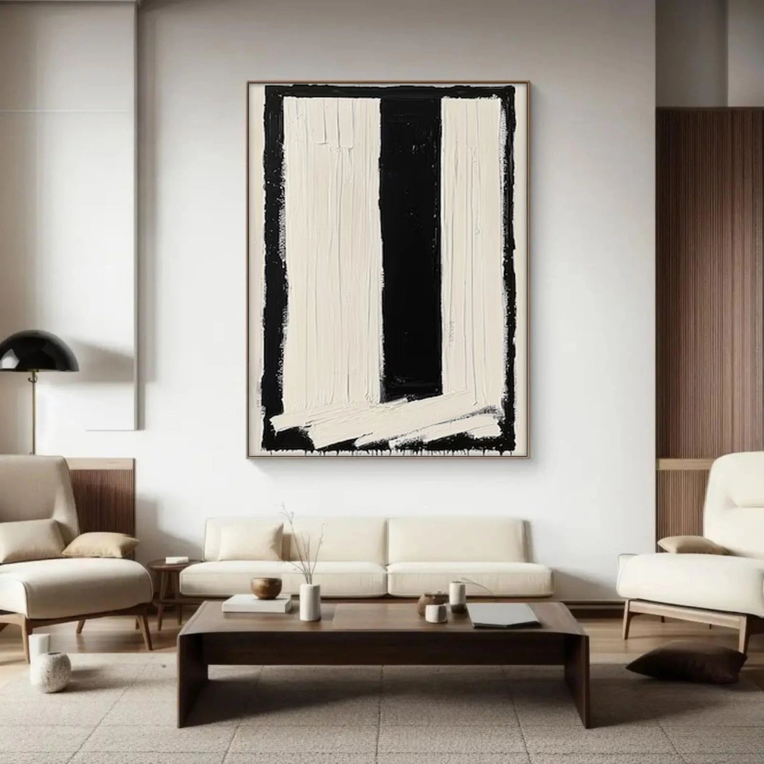 Black and White Minimalist Textured Canvas Art #WZ122