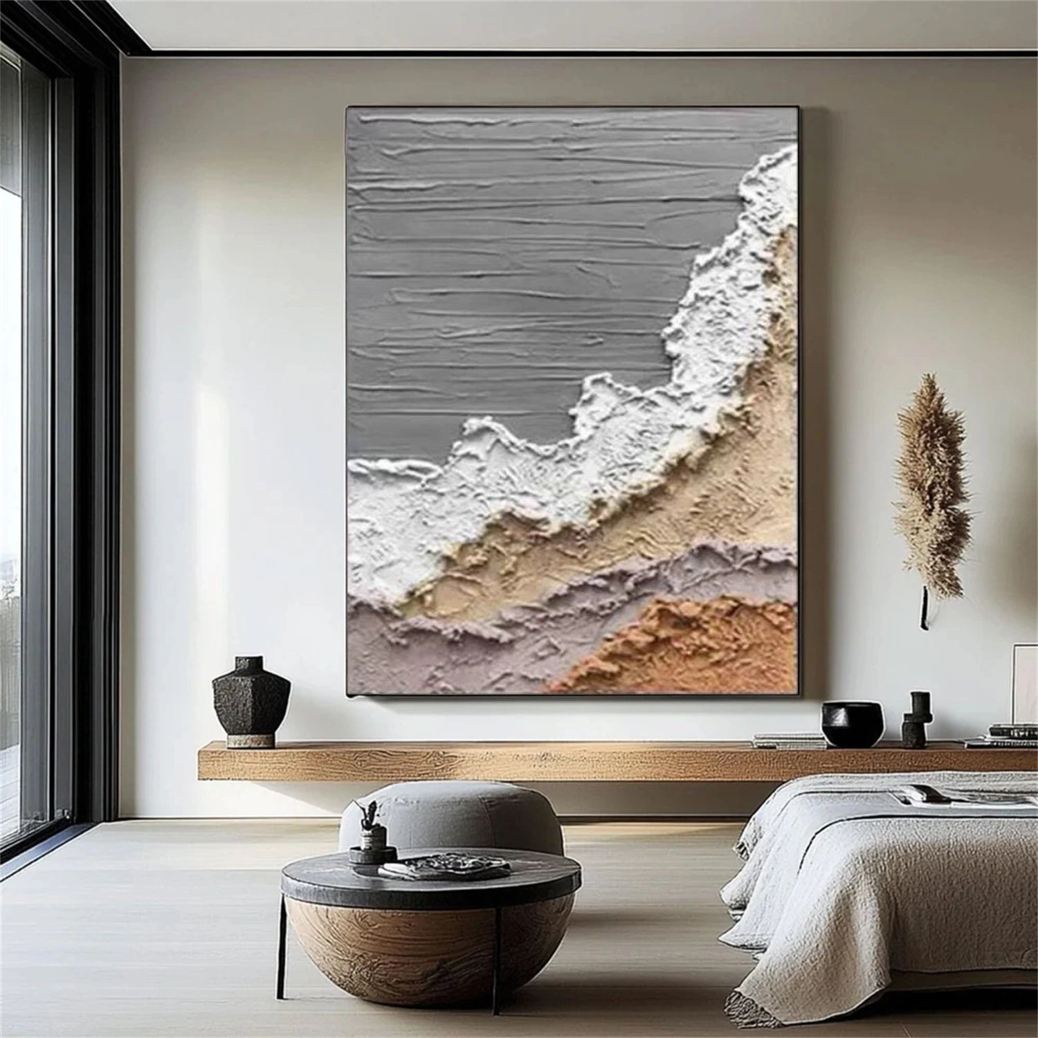 Abstract Ocean And Sky Textured Canvas Art #OC119
