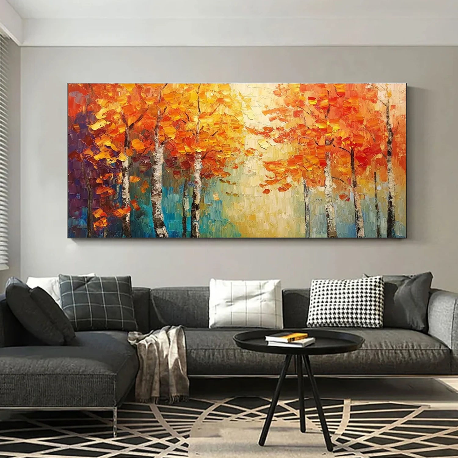 Abstract Flower And Tree Textured Canvas Art  #MF137