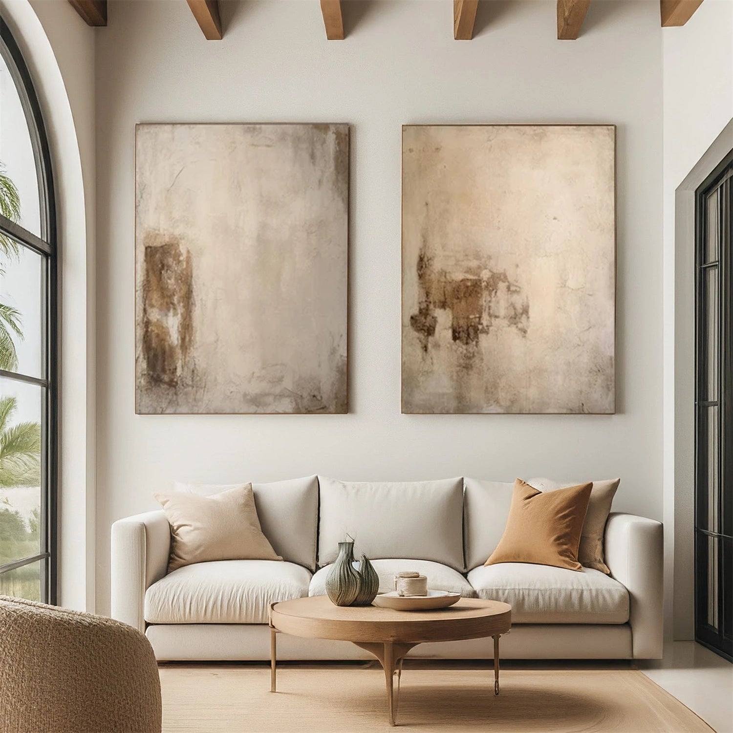 Beige and Brown Wabi Sabi Wall Art Set of 2 #VS153