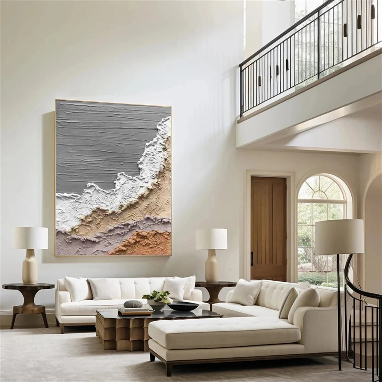 Abstract Ocean And Sky Textured Canvas Art #OC119