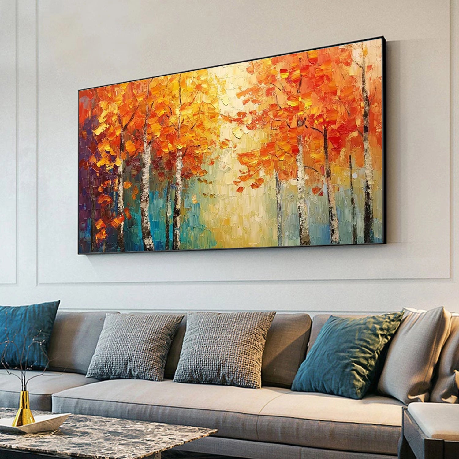 Abstract Flower And Tree Textured Canvas Art  #MF137
