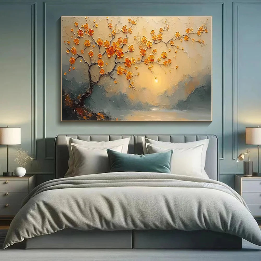Abstract Flower And Tree Textured Canvas Art #MF049