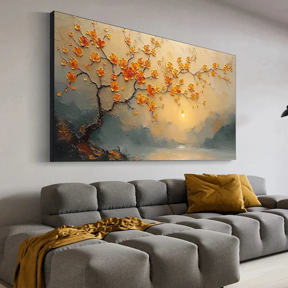 Abstract Flower And Tree Textured Canvas Art #MF049