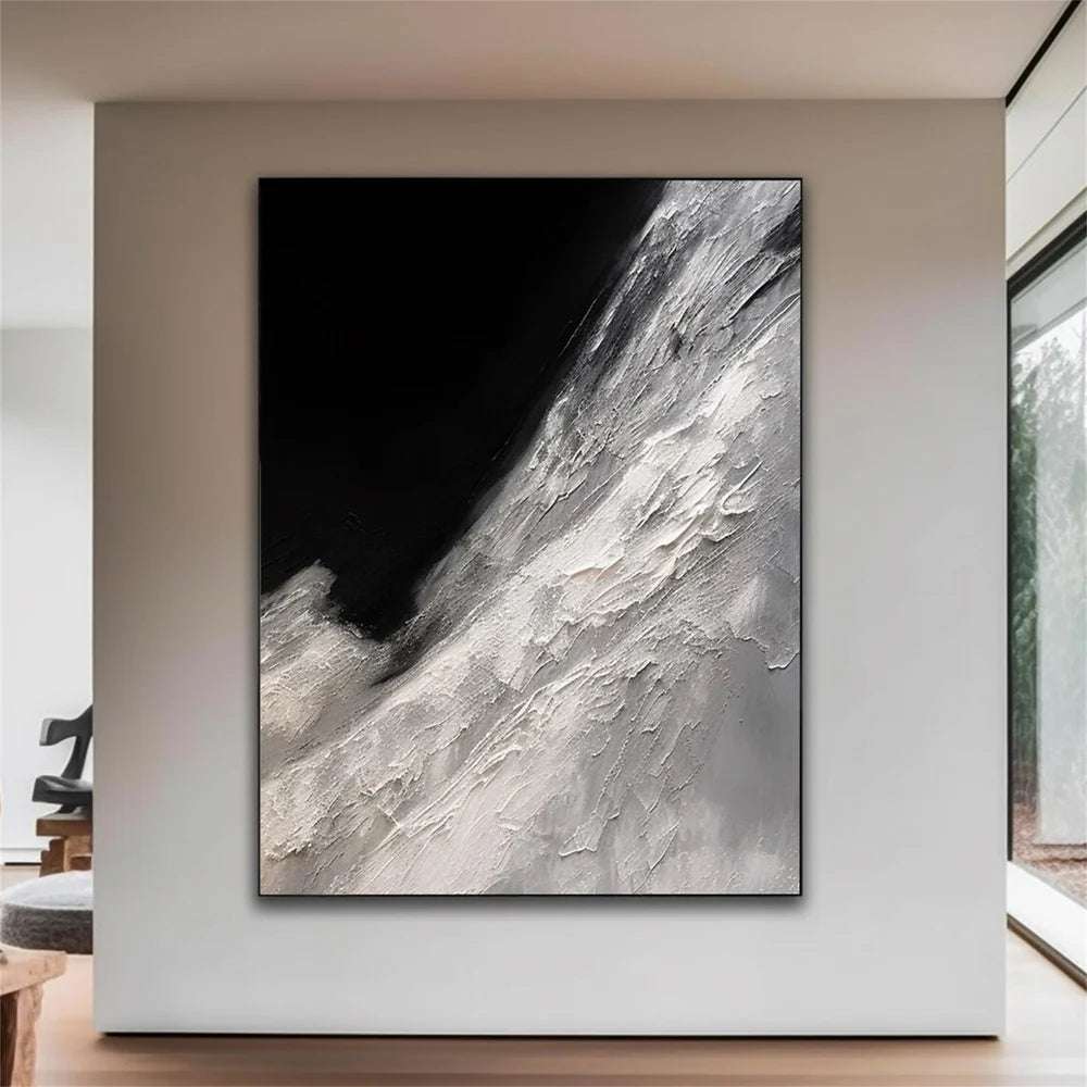 Black and White Minimalist Textured Canvas Art #WZ060