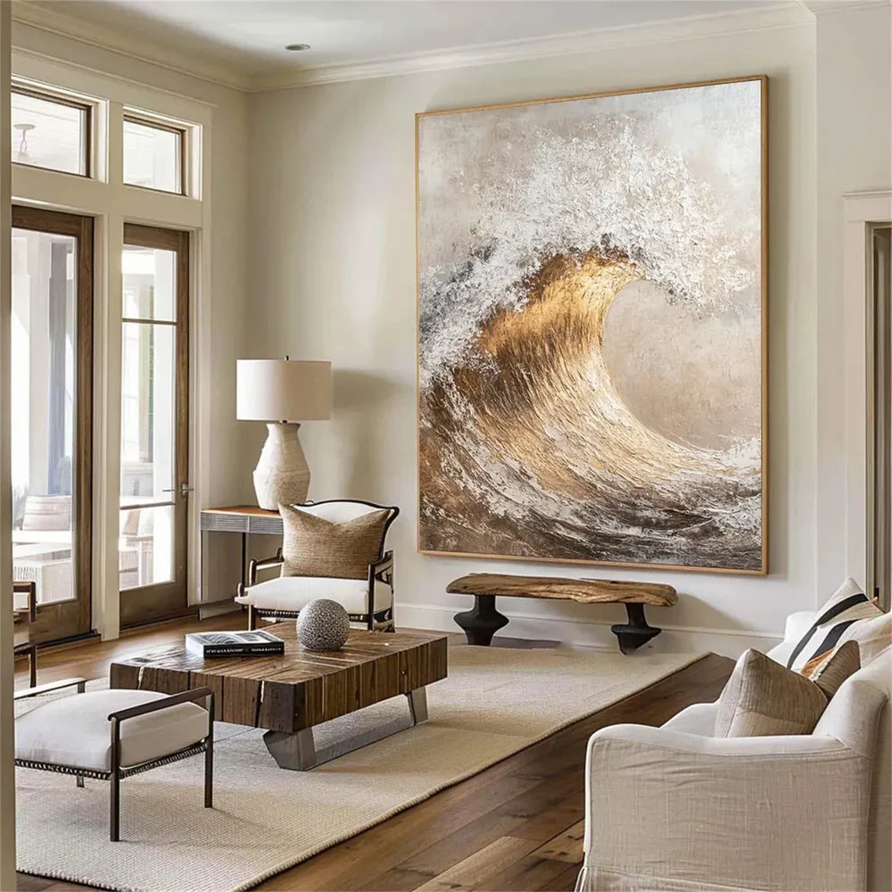 Abstract Ocean And Sky Textured Canvas Art #OC075
