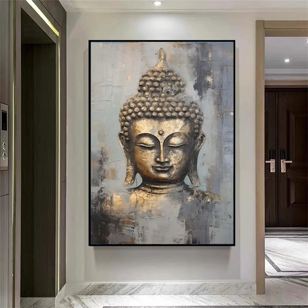 Abstract Buddha Portrait Textured Wall Art # LA007