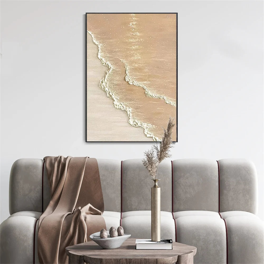 Abstract Ocean And Sky Textured Canvas Art #OC040