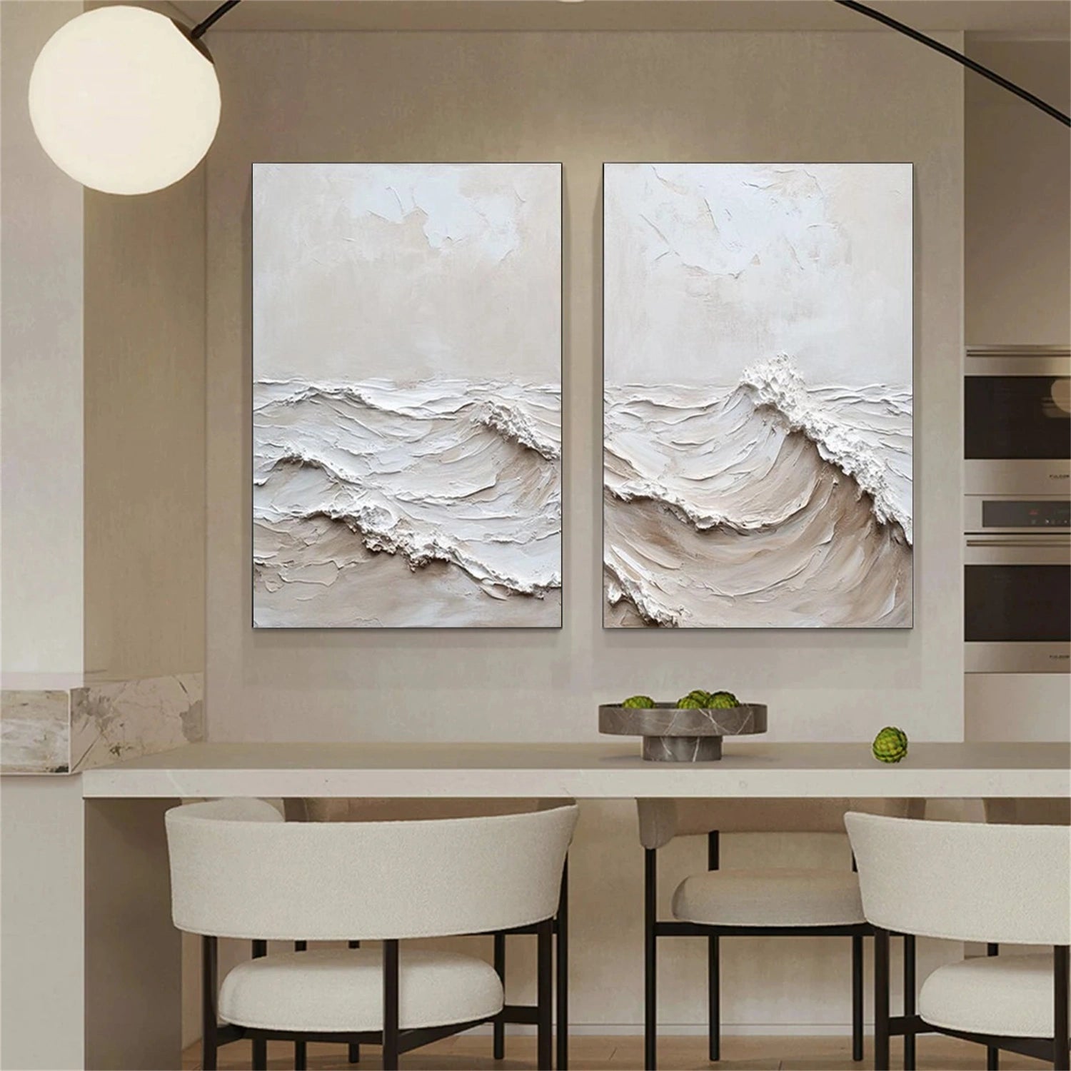 Minimalist Ocean And Sky Textured Canvas Art Set of 2 #OC109