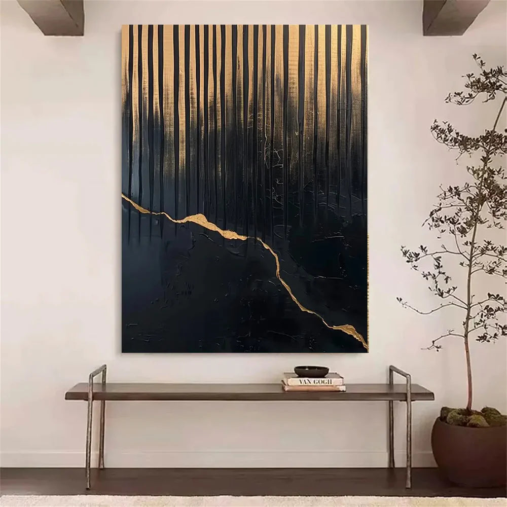 Black Minimalist Textured Canvas Art #WZ069