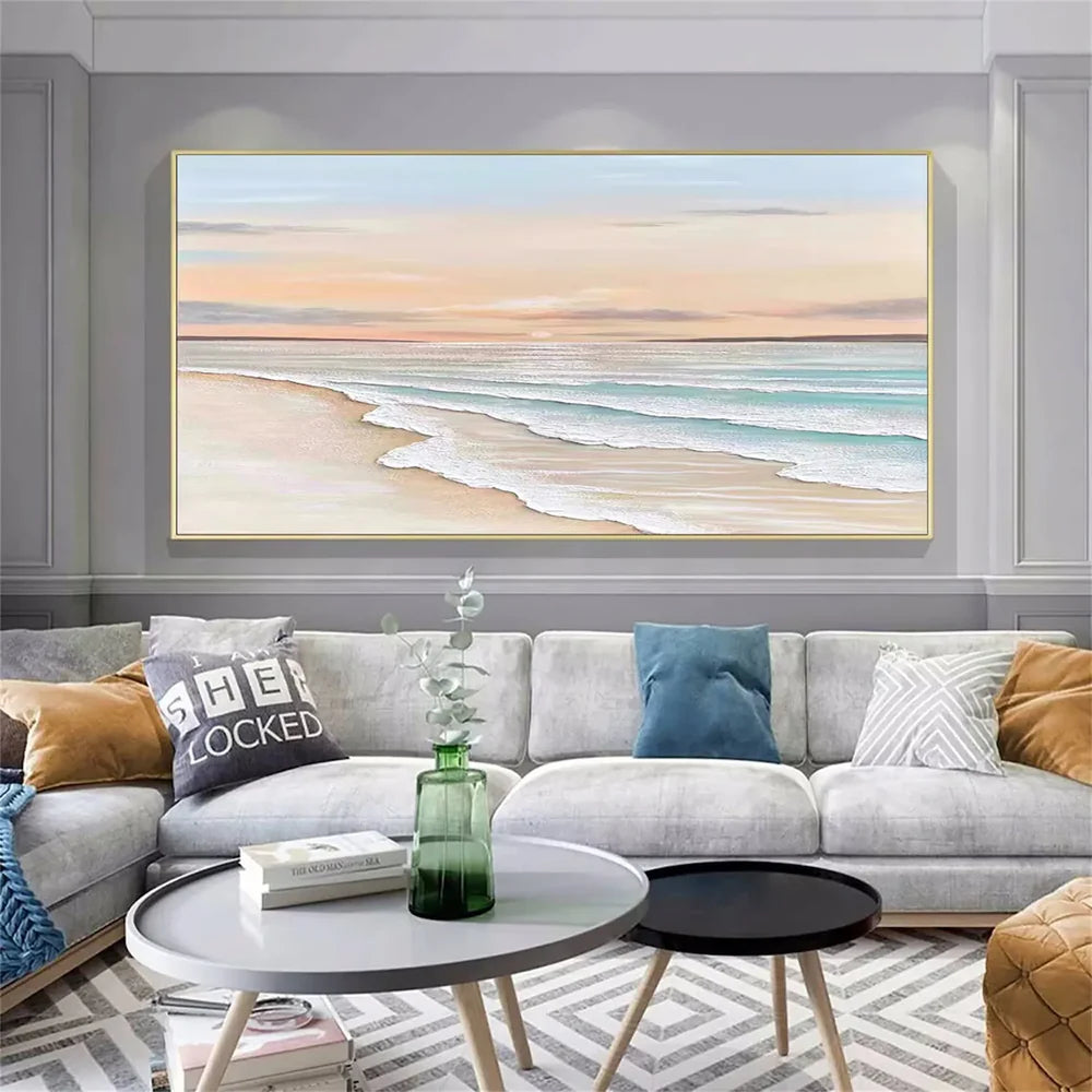 Abstract Ocean And Sky Textured Canvas Art #OC038
