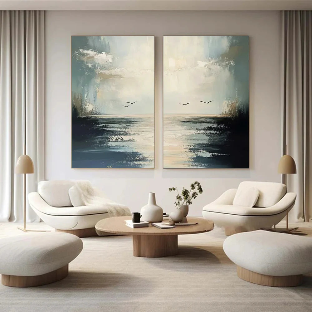 Abstract Ocean And Sky Canvas Art Set of 2 #OC022