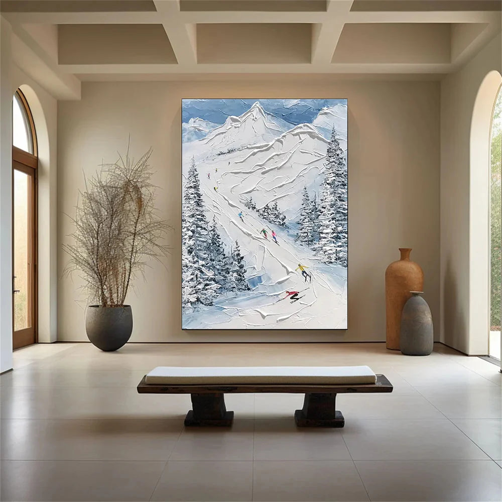 Skiing Sport Textured Canvas Painting #PB009