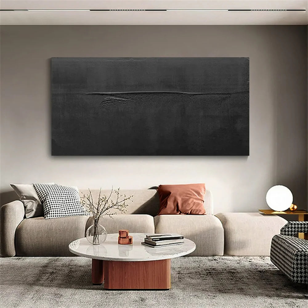 Black Minimalist Textured Canvas Art #WZ076