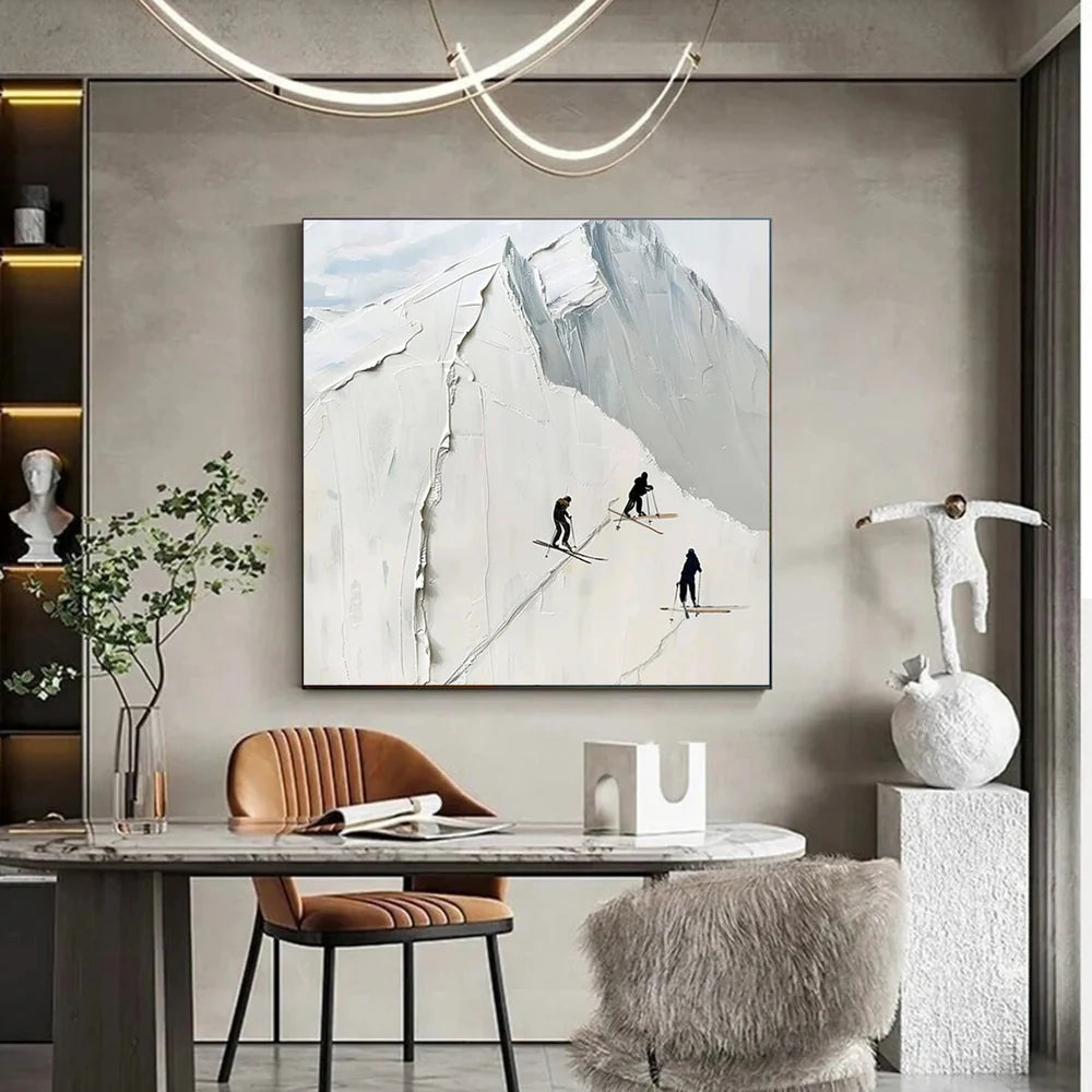 Skiing Sport Textured Canvas Painting #PB008