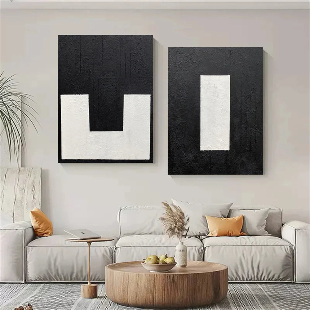 Black and White Minimalist Canvas Art Set of 2 #WZ022