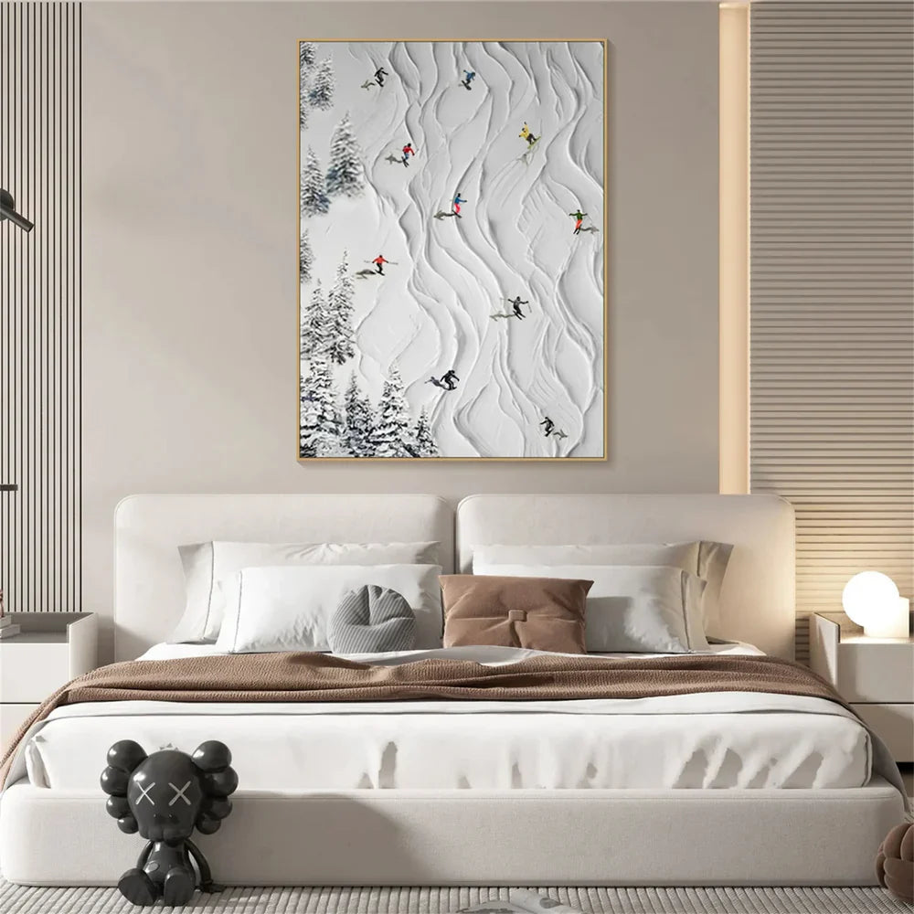 Skiing Sport Textured Canvas Painting #PB007