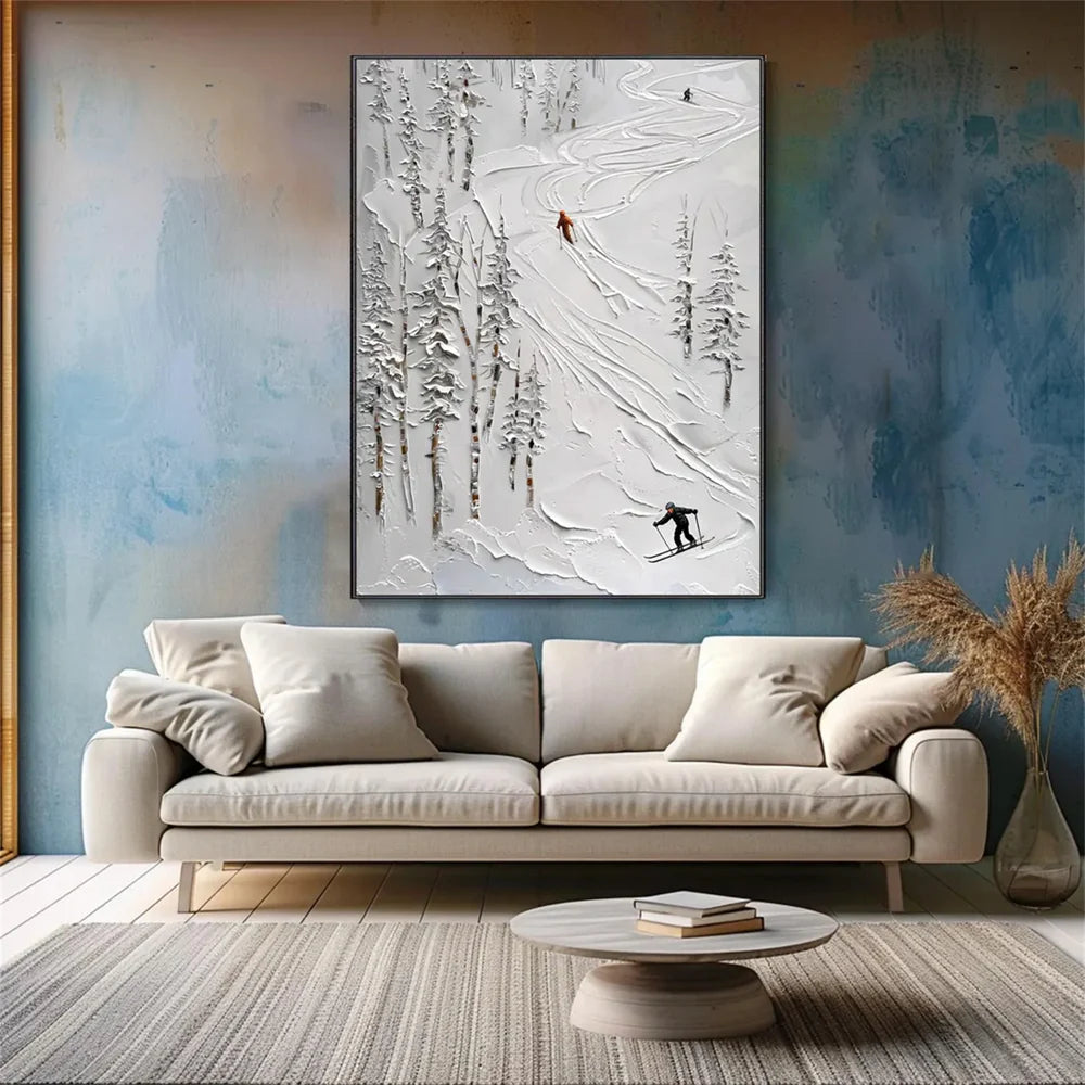 Skiing Sport Textured Canvas Painting #PB025