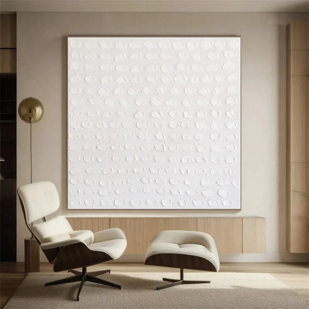 White Minimalist Textured Wall Art #WM077